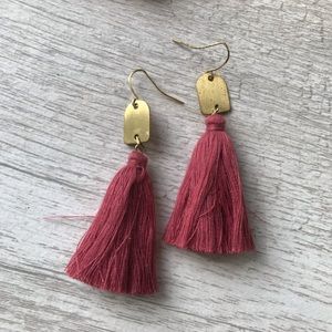 Rose Pink and Gold Tassel Earrings from Lulus